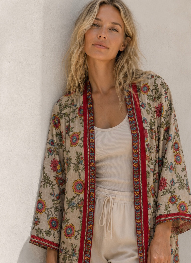 Zijden kimono halflang