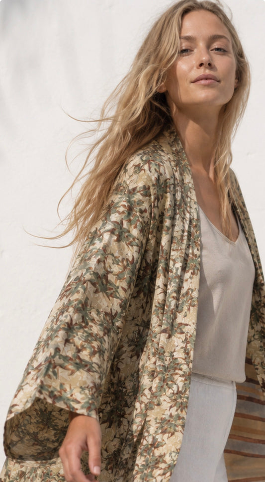 Zijden kimono halflang