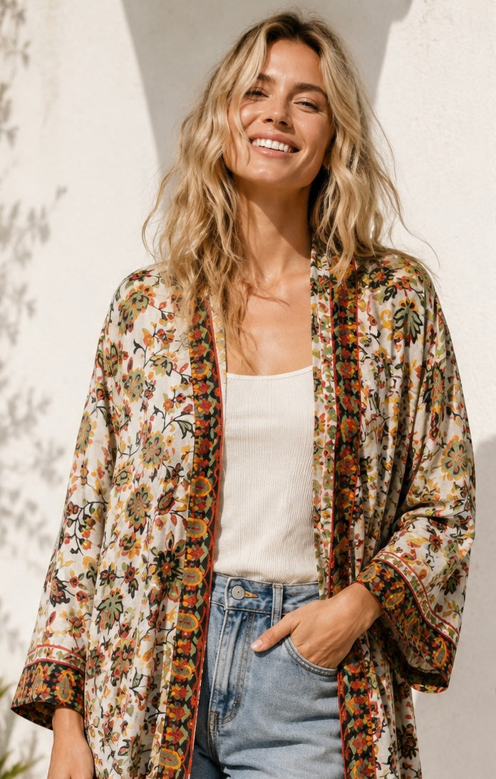 Zijden kimono halflang