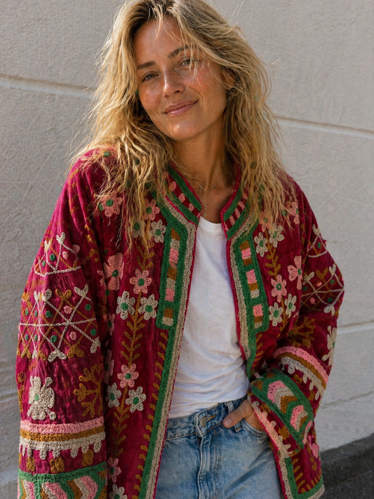 Fluwelen suzani jas kort