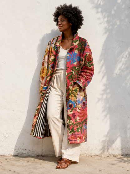 Lange katoenen Kantha