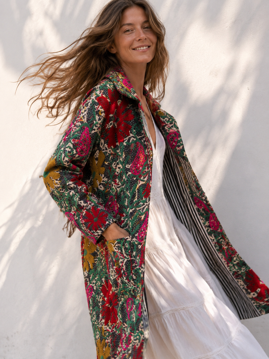 Lange katoenen Kantha