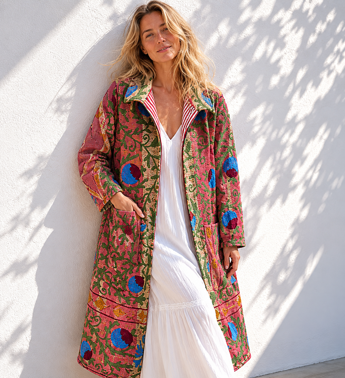 Lange katoenen Kantha