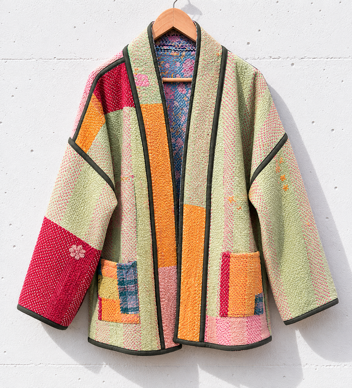 Kantha Blockprint jas-2 kanten