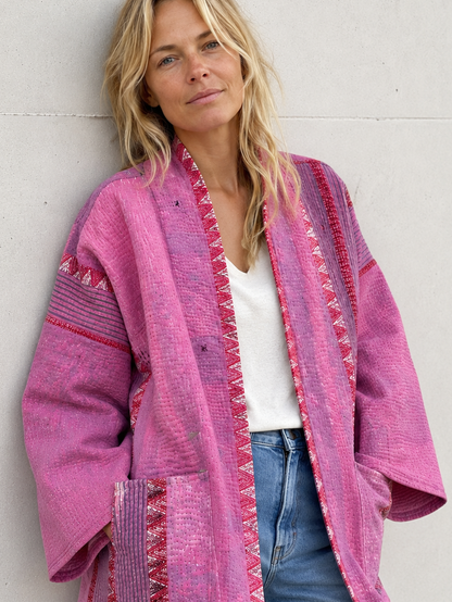 Kantha Blockprint jas-2 kanten