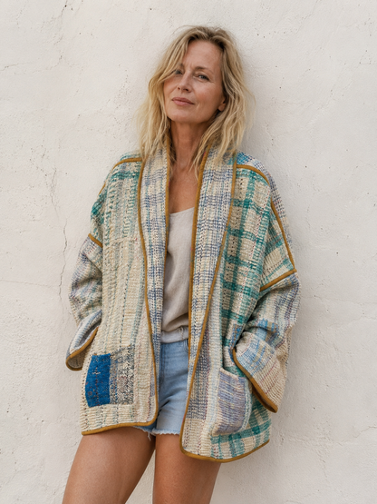 Kantha Blockprint jas-2 kanten