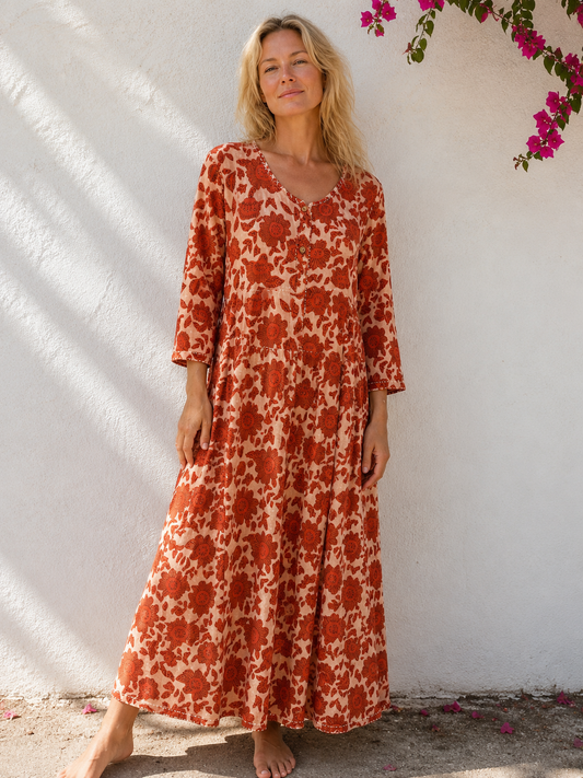Blockprint jurk