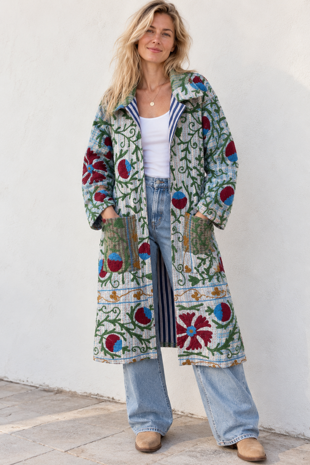 Lange katoenen Kantha