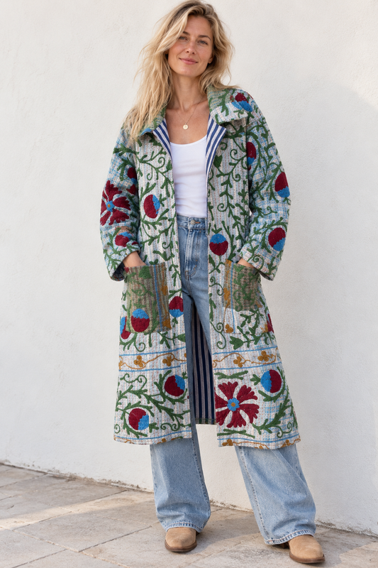 Lange katoenen Kantha