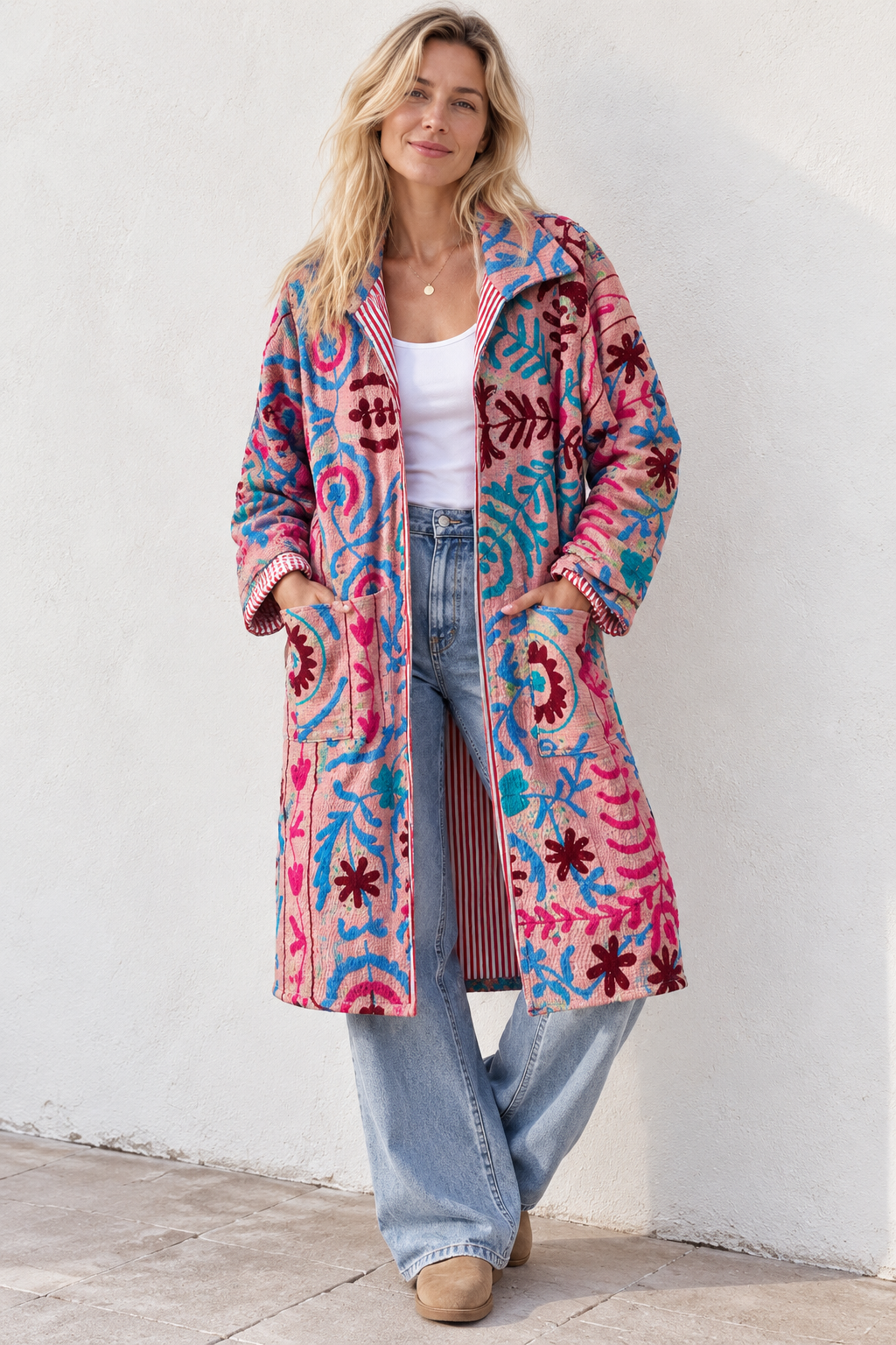 Lange katoenen Kantha