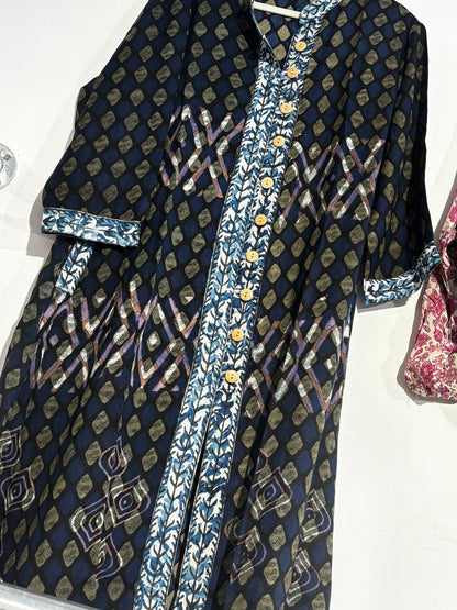 Blockprint jurk/jas